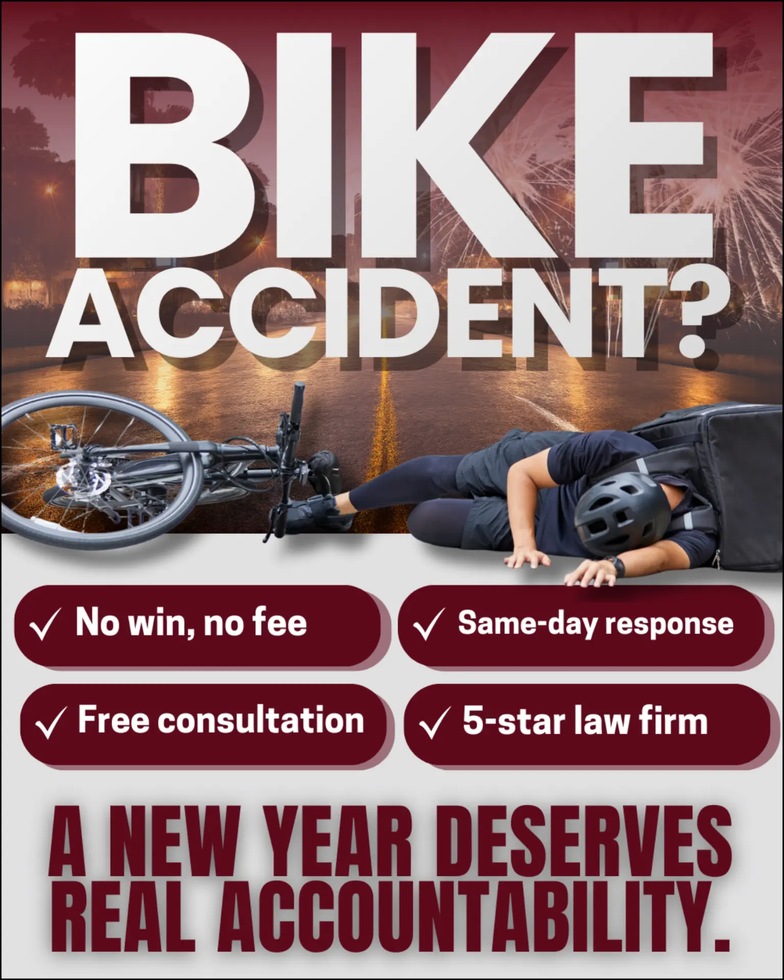 Bike accident law firm ad creative
