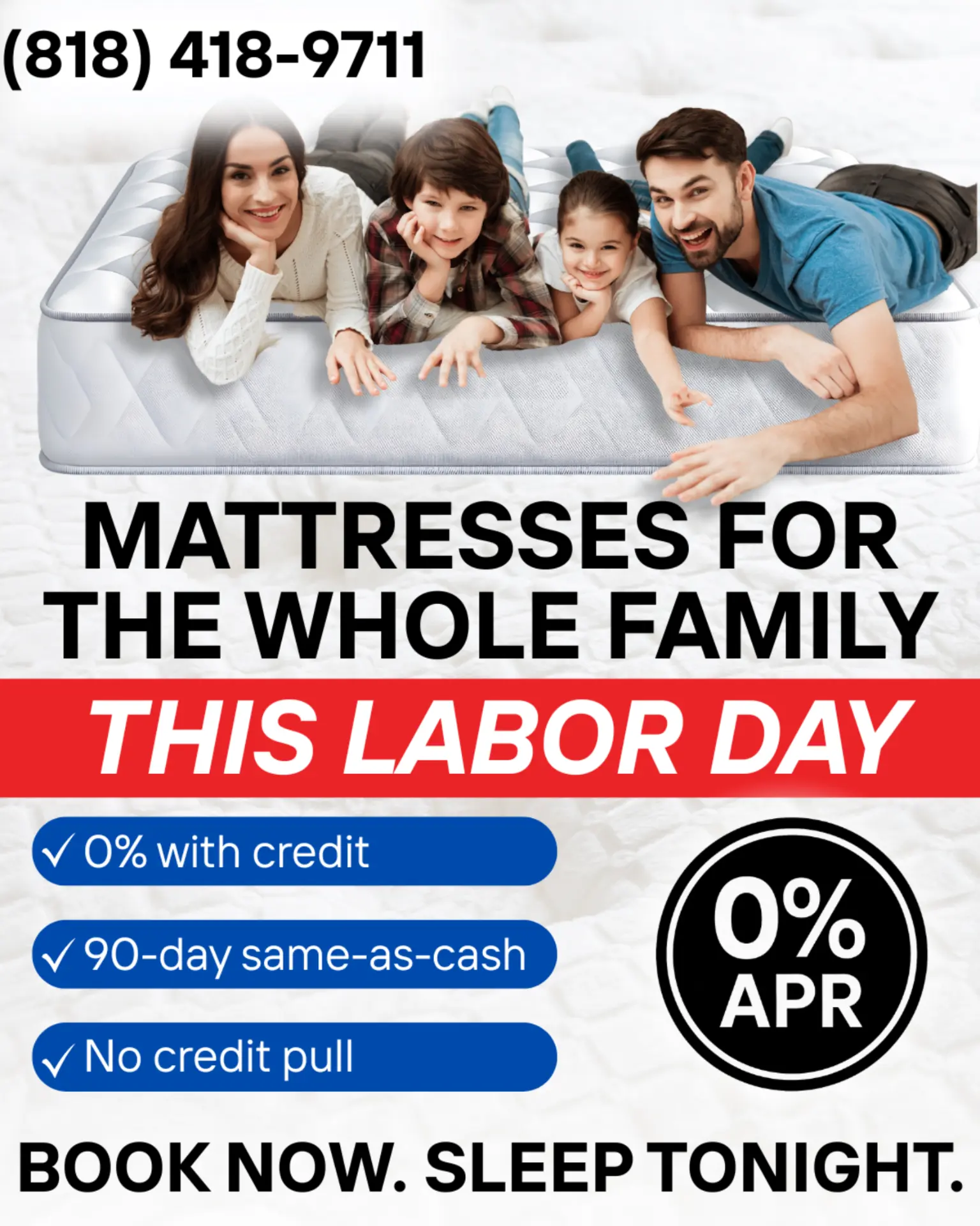 Labor Day mattress financing ad creative