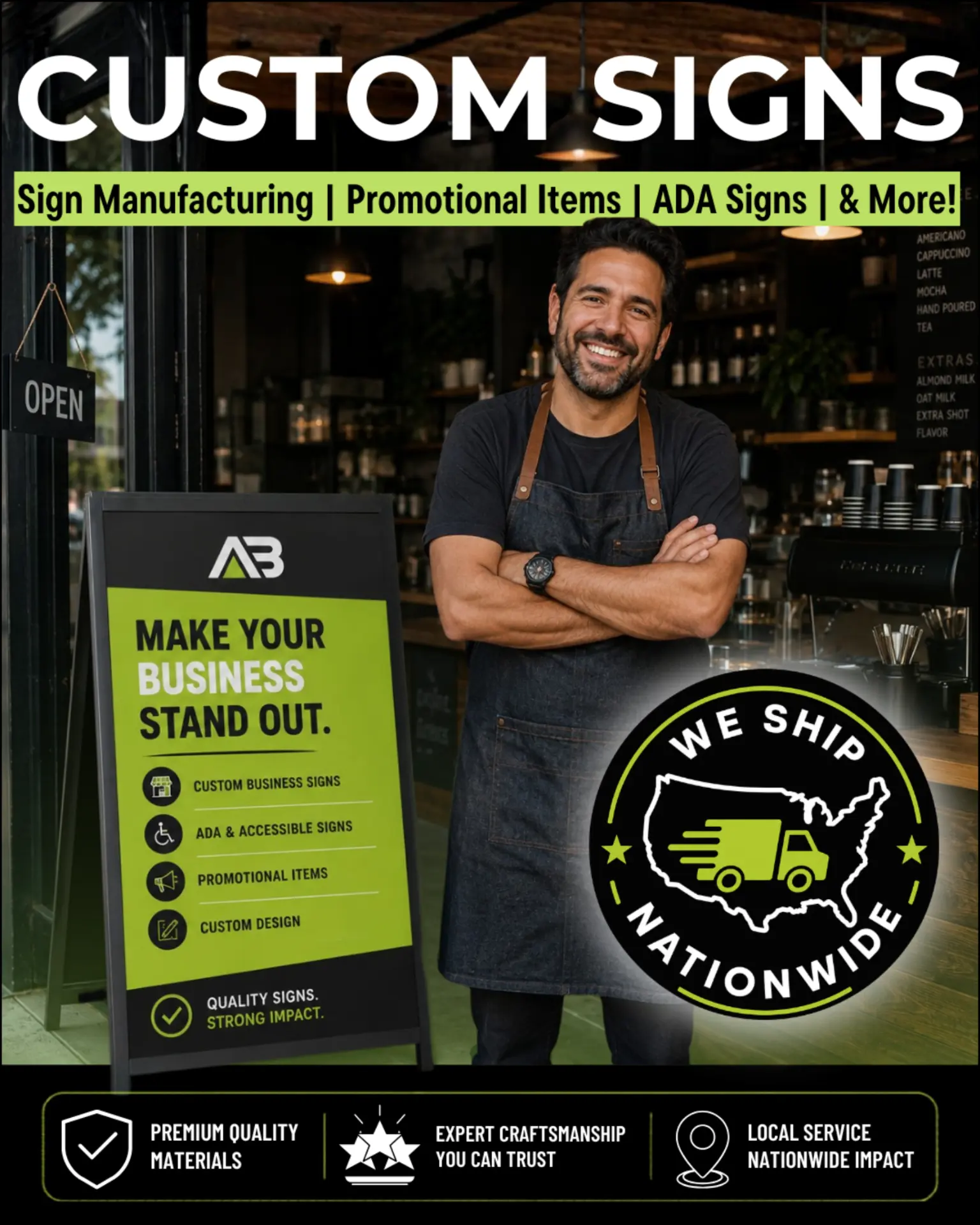Custom signs and promotional items ad creative