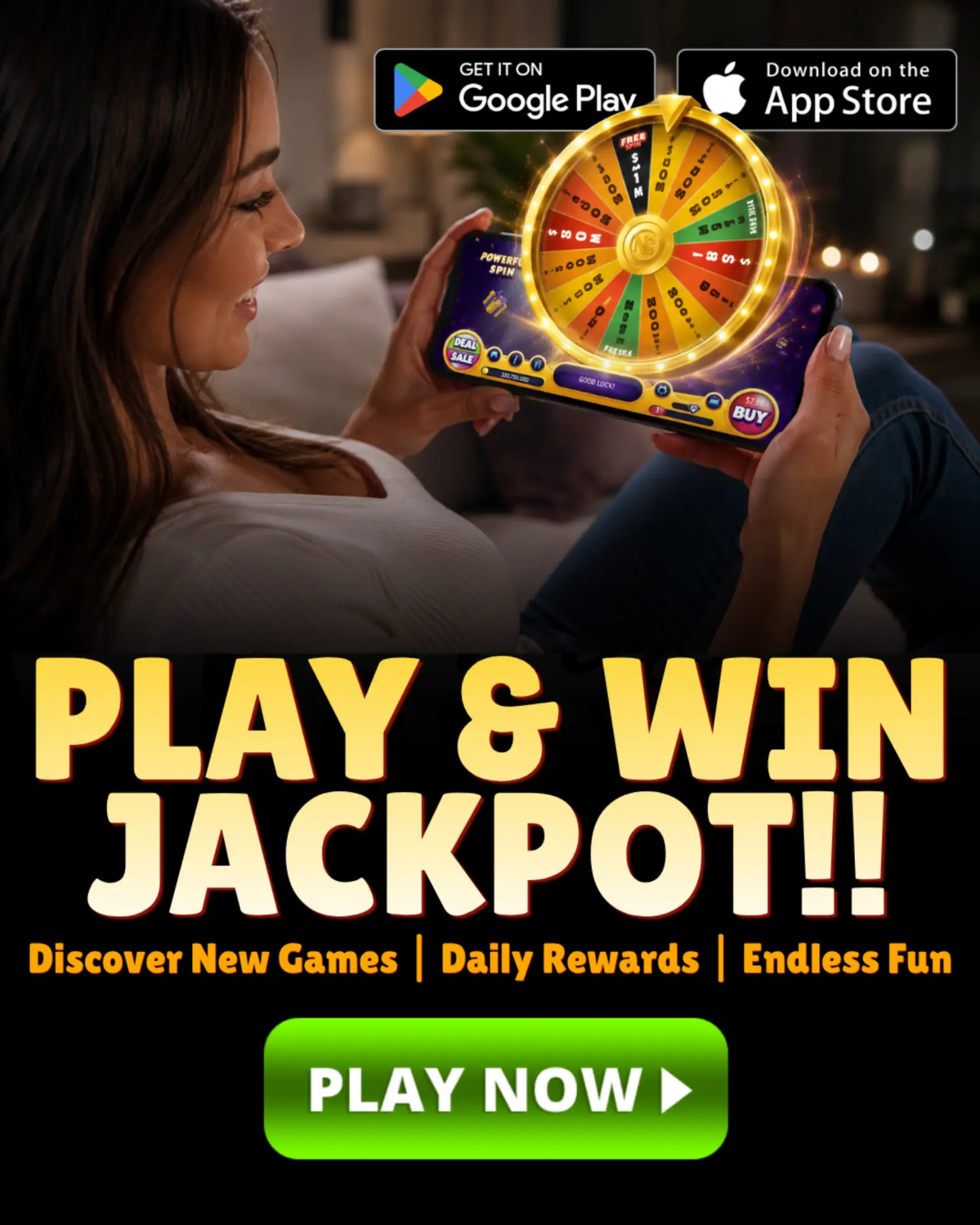 Mobile game jackpot ad creative